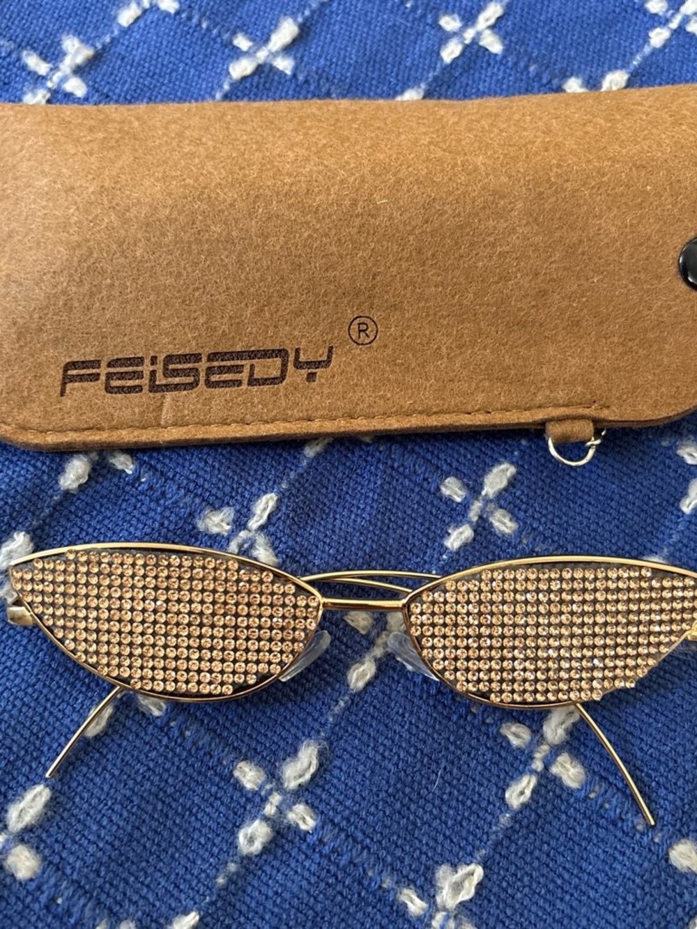 Gold Crystal Cat-Eye Sunglasses - Gold